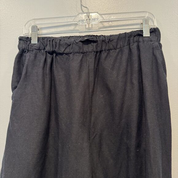 Madewell Wide-Leg Pants Linen Blend Chinos High Rise Pull On Black Women Small - Picture 6 of 7